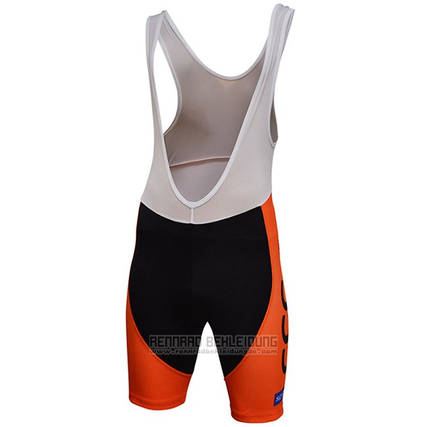 2017 Fahrradbekleidung CCC Shwarz und Orange Trikot Kurzarm und Tragerhose